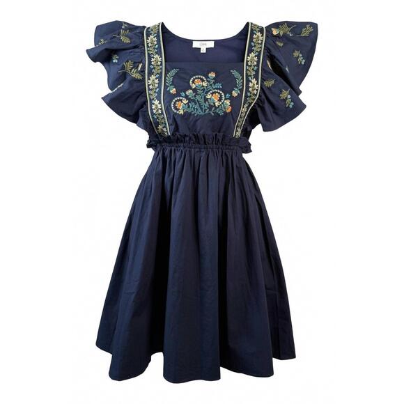 NEW ODDI bloom poplin mini dress in navy midnight - Picture 4 of 5